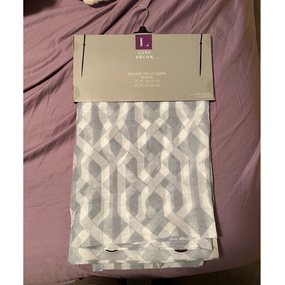Lush Decor Edward Trellis Sheer Window Curtain Panel Pair, 84" Long x 52" Wide
